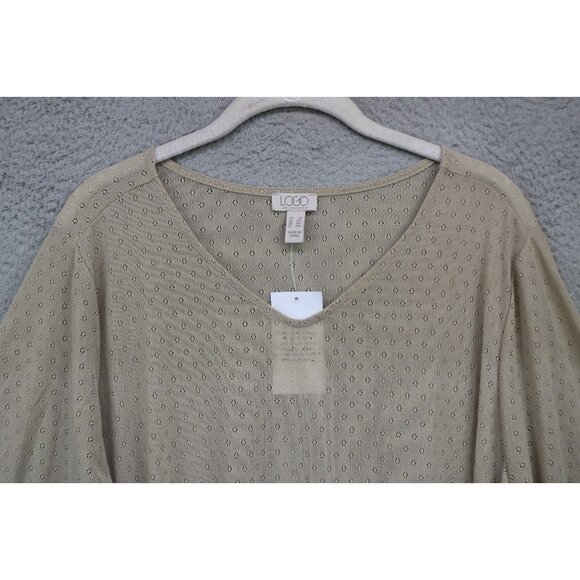 LOGO by Lori Goldstein Semi Sheer Silky Cut Out 3/4 Sleeve Tunic-2X-NWT - Picture 4 of 12
